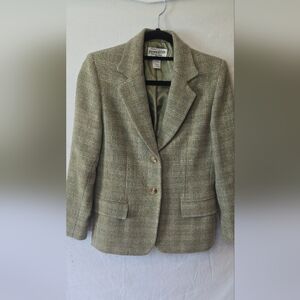Pendleton Vintage Wool Made In USA Spring Green/Tan 2 Button Blazer Size 4